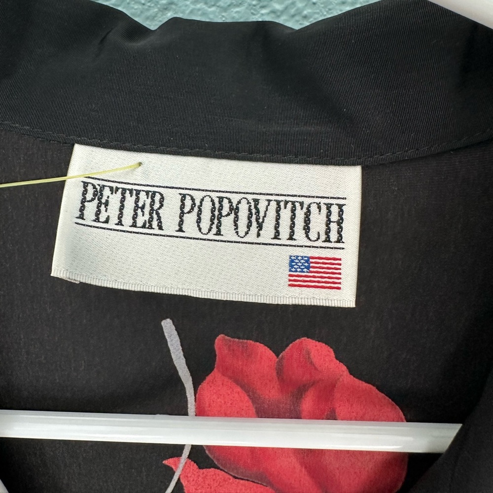 Vintage Peter Popovitch Black Floral Blouse size XL - Picture 3 of 6
